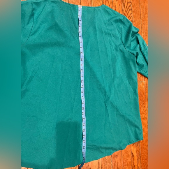 Calvin Klein Teal Zip-Front Blouse - Picture 8 of 10